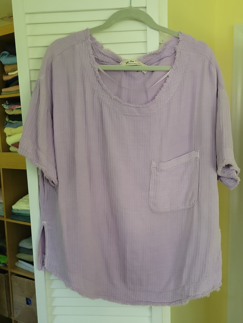 We The Free Lavender Raw-Edge Pocket Tunic